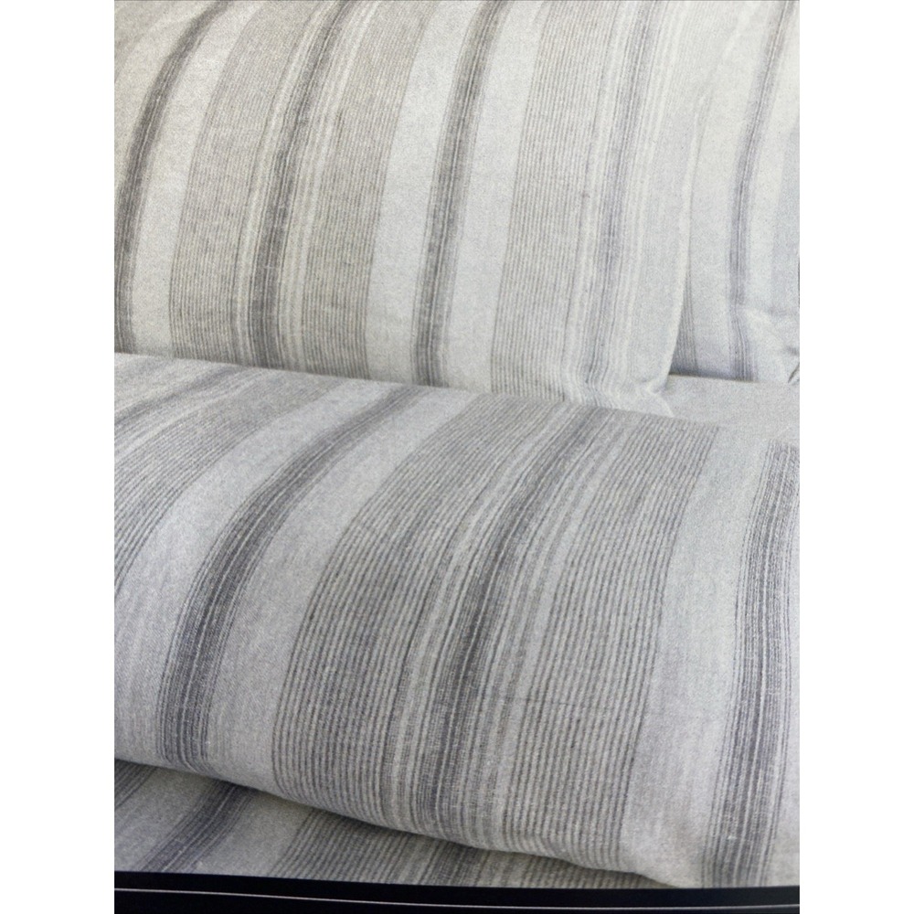 Brooks Brothers Duvet Set QUEEN Cream Beige Stripe 100% European Flax Linen - Picture 9 of 14